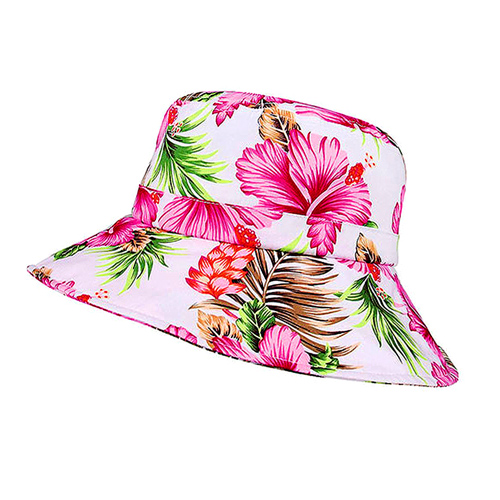 Bucket Hat - Ultra Soft Cotton Floral Print w/ Larger Brim - Pink - HT-7904G-PK